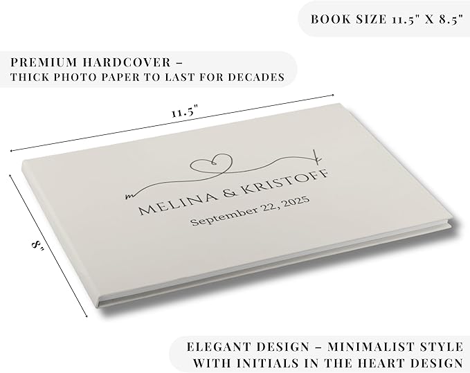Wedding Guest Book – Personalized Polaroid Guest Book for Wedding Reception, Custom Sign In Photo Book with Blank Pages, Elegant Keepsake for Guests (Linen Cream)