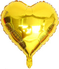 10Pcs Gold Foil Heart Shaped Balloons 18 Inch Mylar for Baby Shower, Wedding, Valentine Decorations - Love Party Decor