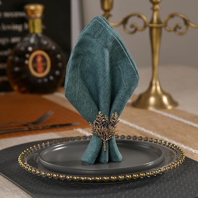 Set of 6 Gold Branch Design Napkin Rings - Elegant Metal Decor for Dinner Table, Wedding, Party