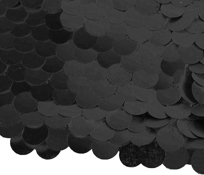 JYFLZQ Black Payette Sequin Backdrop Curtains 8ft x 8ft 1 Panel Thick Shimmer Wall Backdrop Big Sequin Background Drapes Glitter Photo Booth Backdrops for Birthday Parties