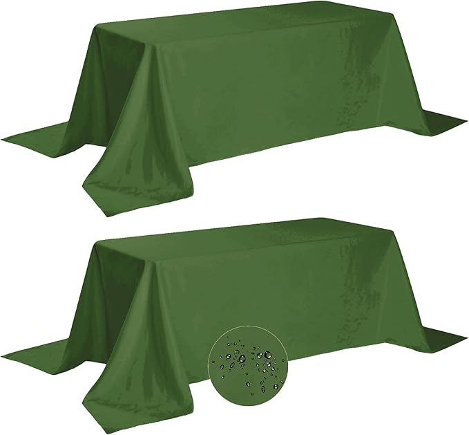 Fokitut 2 Pack Waterproof Rectangle Tablecloth, 90x132 Inch,Stain Resistant and Wrinkle Polyester Table Cloth, Fabric Table Cover for Kitchen Dining, Wedding, Party, Holiday Dinner-Willow