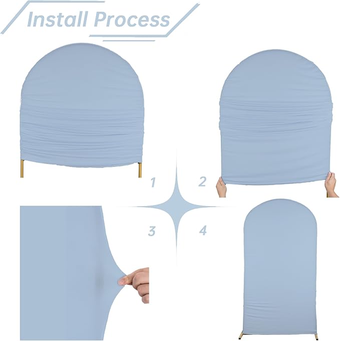 bricia Wedding Arch Backdrop Stand Cover, 6FT Double Sided Stretchy Arch Cover Fitted Wedding Birthday Party Banquet Decoration (Bluemist 72''Lx31.2''W)