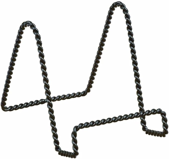 TRIPAR Decorative Twisted Wire Stand, Black Display (3 Inch Depth) Tabletop Easel Sleek & Modern Look - Perfect for Books, Plates, Photos & More