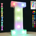 Light Up Colorful LED Marquee Letter lights, 18 Colors Changing Alphabet Letters Sign with Remote Timer for Night Light Girls Bedroom Wedding Birthday Party Lamp Christmas Home Bar Decor- Colorful I
