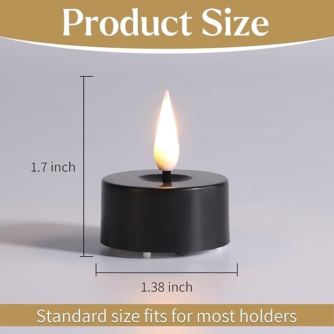 Eywamage Black Halloween LED Tealights, Flickering Flameless Tea Lights Votive Candles Set of 12