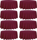 8 Pack Premium Round Tablecloth 108 Inch Round Table Covers Bulk Washable Polyester Fabric Round Table Clothes for Wedding Party Reception Banquet Buffet Restaurant (Burgundy, 108 Inch)