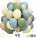 Sage Green Blue Balloons, 12 Inchs Dusty Blue Yellow Avocado Green Apricot Balloons for Girls Kids Birthday Party Wedding Anniversary Engagement Bridal Baby Shower Decorations