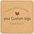 100pcs Personalized Stickers Labels Custom Business Logo Stickers Kraft Paper Labels in Circle, Rectangle, Square, Oval, in 1.5",2", 2.5“, 3”, 4" (Square)