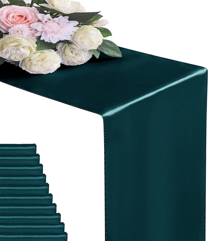 24Pack Table Runner 12 x 108 Inches Satin Silk Table Runner for Wedding, Birthday Party, Banquets, Graduations Decoration, fit Rectange and Round Table-Hunte
