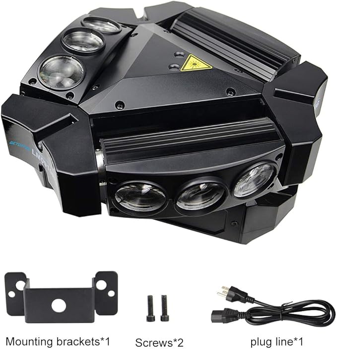 BETOPPER Moving Head Stage Lights,9x10W RGBW 4-in-1 LED Party DJ Lighting,19/51-CH 3 Header DJ Light Sound Activated/DMX 512 Disco Light for Bar,Disco,Dance Halls,Clubs,Mobile DJ,Gigs etc.