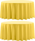 Round Tablecloth 2 Pack 90 Inch Yellow Tablecloths Washable Decorative Linen Polyester Table Clothes Cover for Dining Table Banquets Buffet Parties and Wedding