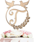 LINGTEER Personalized Inital Letter T Wood Cake Topper Perfect for Birthday Rustic Wedding Anniversary Party Keepsake Decoration