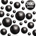 300Pcs Black Polished No Hole Faux Pearl Beads for Vase Filling Decorations, Plastic Pearls Vase Fillers, Table Scatters, Wedding Centerpiece, Home Decor, 8/14/20 mm