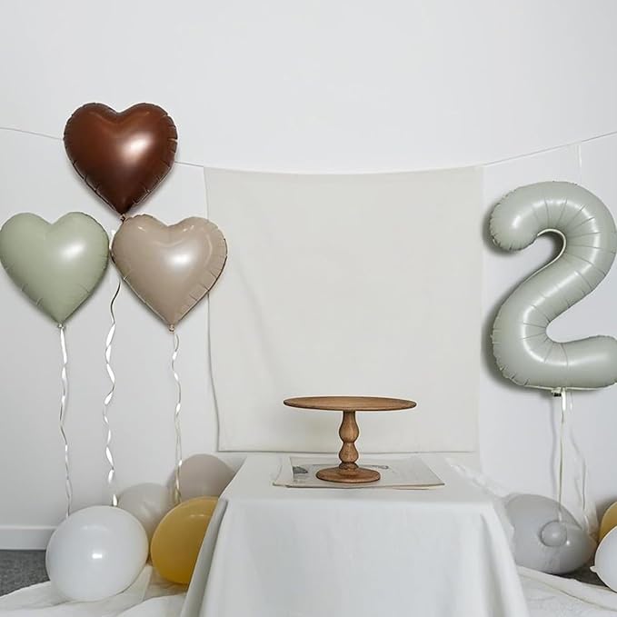 Cream Heart Balloons,12Pcs 18 Inch Beige Foil Love Heart Shaped Neutral Balloons for Bridal Princess Engagement Party Boho Wedding Gender Reveal Anniversary Birthday Valentines Day Decorations