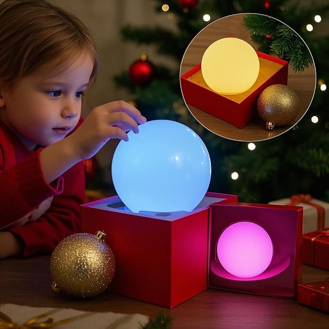 LED Ball Light, 6-inch Glowing Orb Light, Rechargeable Globe Lamp, Dimmable Mood Light W/Remote, Waterproof Ambient Lighting Lamp for Desk Bedroom Bathroom Patio