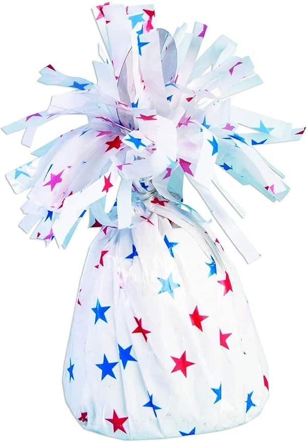 PMU 6 Pcs Patriotic Kisses Balloon Weights - Decorative Balloon Weight for Christmas, Thanksgiving, Birthday, Party Favors, Wedding & Baby Shower - 6oz. Red and Blue, Pkg/6