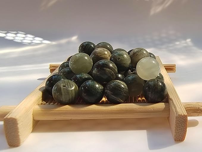 Stone Beads 10mm 60pcs Green Grass Jade Beads Round Loose Gemstones Beads for Bracelet Necklace Jewelry Making (10mm, 61013 Green Grass Jade)