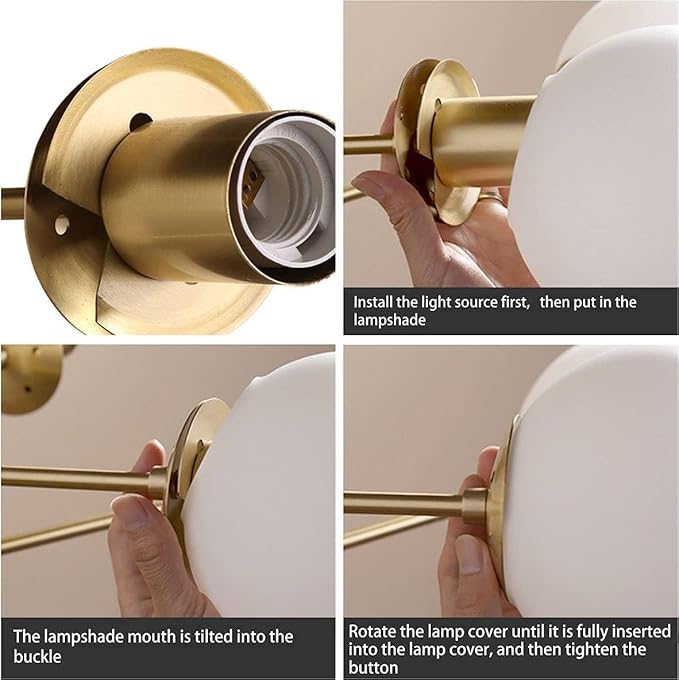 KCO 6-Light Globe Sputnik Chandelier Milk Glass Modern Gold Chandelier Light Fixture Mid Century Sputnik Chandeliers Pendant Lighting Brushed Brass Chandelier (Gold+White)