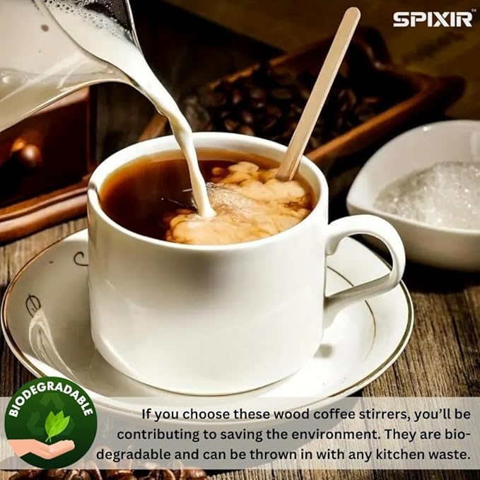Wooden Stir Sticks, 5.5-inch Large Birchwood Stirrers, 1000 Disposable Swizzle Sticks for Coffee & Drinks