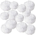 White Paper Pom Poms - Party Tissue Paper Flowers Balls - Party Hanging Decoration Supplies - Size of 10inch, 12inch, Great for Wedding, Birthday, Any Parties and Events (12 PCS)