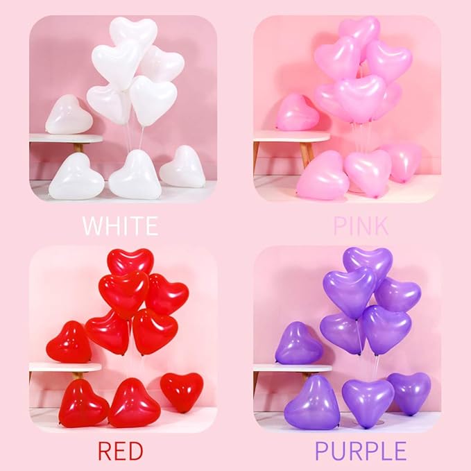 100 6-inch Red Color Heart shaped Latex Balloons for Valentines Day,Propose Marriage,Wedding Party.