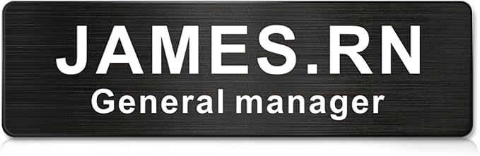 Magnetic Name Tags Personalized - Metal Engravable Name Badges with Pin or Strong Magnetic Backing for Teachers, Kids, Business, 1x3 Inch (Black, Design 1)