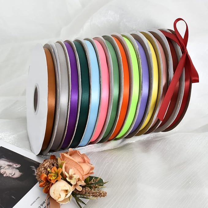 TONIFUL 3/8 Inch x 100yds Purple Satin Ribbon Thin Solid Fabric Ribbons Roll for Gift Wrapping Invitation Balloons Craft Sewing Party Wedding Popsicles Decoration Valentine's Day Bouquet Halloween