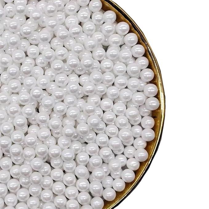 Sprinkles Pearl Sugar 7mm Candy 120g/ 4.2oz Baking Edible Cake Decorations Cupcake Toppers Cookie Decorating Ice Cream Toppings Celebrations Shaker Jar Wedding Shower Party Christmas Supplies White