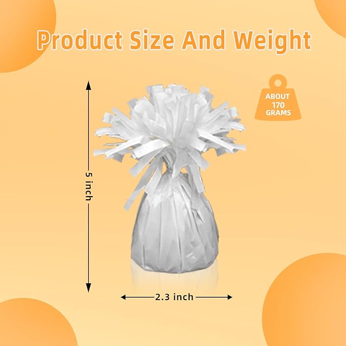 12PCS Balloon Weight Metallic Heavy Solid Balloon Pendant Pack Holder For Table Centerpieces Birthday Wedding Chrismas Party Decoration (White)