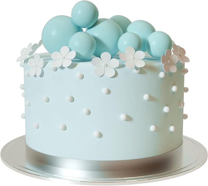 ASTARON 20 Pcs Ball Cake Topper Decorations Mini Balloons Cake Topper Sticks Light Blue Balls Cake Picks Cake Topper Balls Cake Decorations for Wedding Birthday Cake Decorations