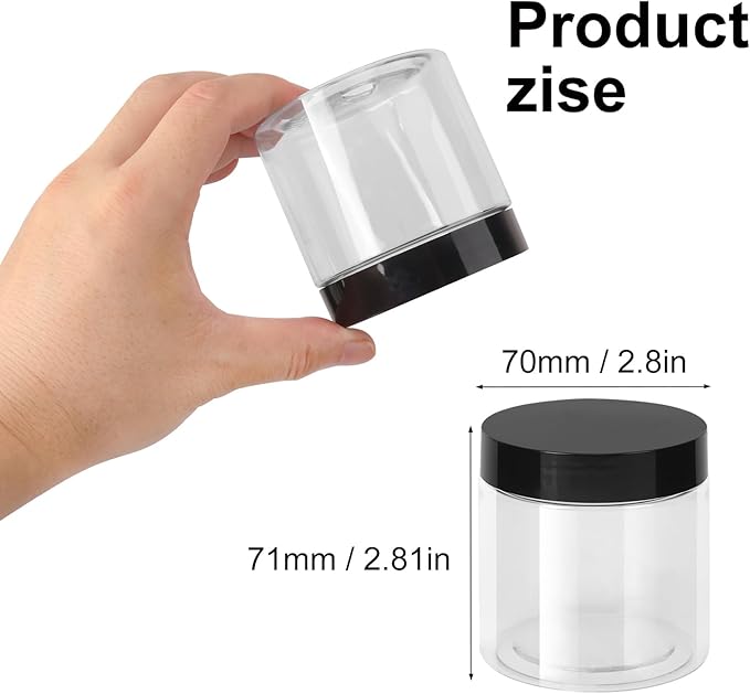 48 Packs 6 OZ Transparent Plastic Jars with black Lids, Body Butter Containers, Cosmetic Containers jars for Kitchen Ingredients, beads, sequins, Lotion, Cream, DIY Crafts and More by KUKLIPJIM.