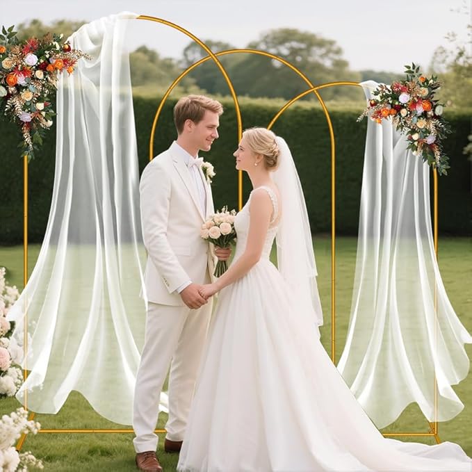 7.2FT Arch Backdrop Stand, Easy Assembly Backdrop Arch, Gold Wedding Arch Stand, Balloon Arch Stand for Photo Backdrop