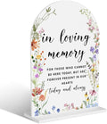 Acrylic Wedding Signs, In Loving Memory Signs for Marriage Reception, Bridal Shower Decorations, Modern Arched Round Top Acrylic Table Top Sign with Holder for Wedding Party (White Wildflowers)