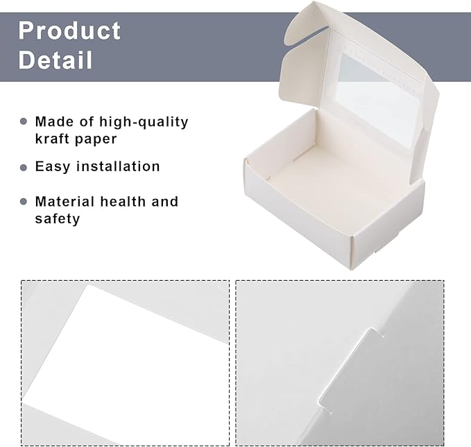 Zonon 30 Pcs Soap Boxes for Homemade Packaging, Mini Kraft Treat Boxes with Window for Bakery Candy Soap Making Gift Packaging(3.7 x 2.6 x 1.37 Inch,White)