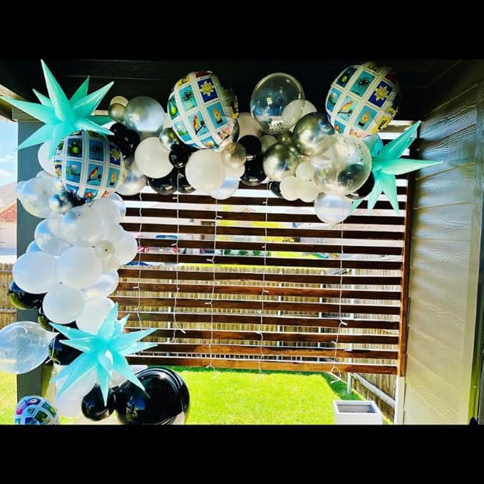3pcs 26inch macaron blue Star foil balloons.macaron blue Explosion Star burst star balloon-Spike cone balloon for birthday party decorations,wedding,Bachelor party