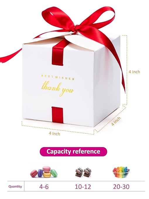 MESHA Gift Boxes 4x4x4'' 400 Pack, Small White Gift Boxes with Lids,Bridesmaid Proposal Box, Wedding Boxes for Gifts Thank You Bulk Boxes