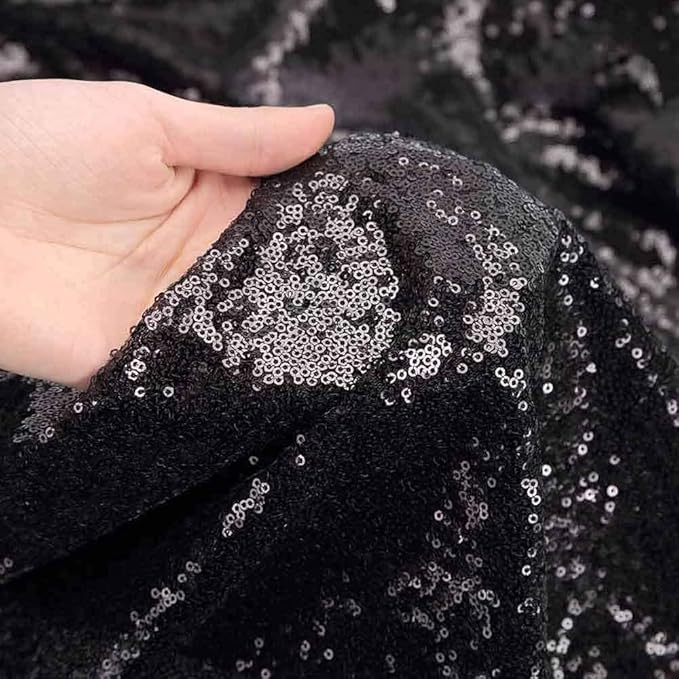 Eternal Beauty Black and Silver Backdrop 4 PCS-2x8 Ft Sequin Curtain Panels for Christmas Party, Birthday