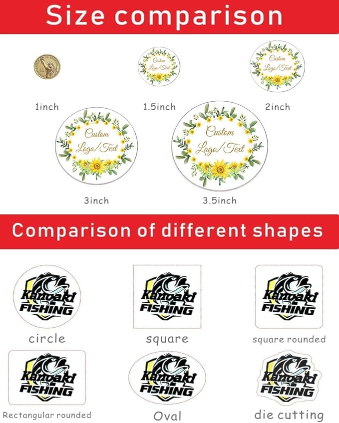 Custom Stickers for Weddings, Birthdays & Businesses - Personalized Labels with Your Logo - Waterproof, Fade and Heat Resistant - Pack of 100-1000 (Custom Text, 3 Inch)