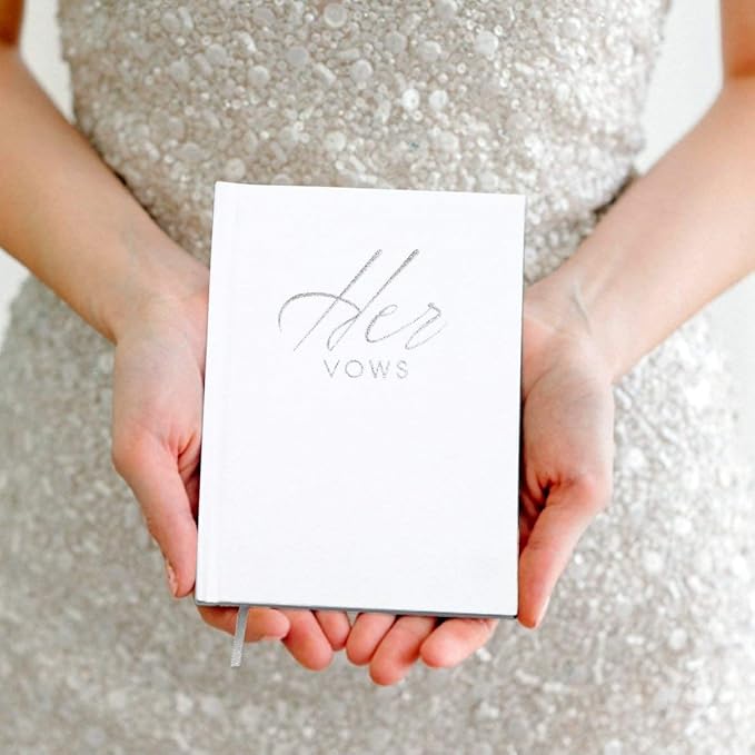FLUYTCO Wedding Vow Book Keepsakes (2 Book Set, His & Hers) Linen Hardcover - Bonus Wedding day Cards - Vow Renewal - Bridal Shower Gifts - Booklet - Journal - Future Mrs & Mr