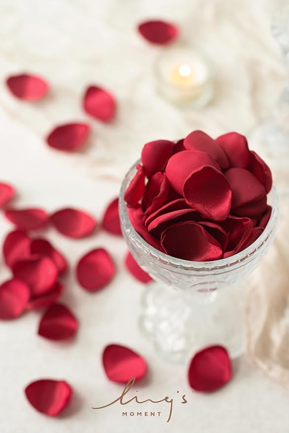 Ling's moment Rose Petals, Silk Flower Petals for Wedding/Aisle/Flower Girl Baskets/Table Centerpiece Décor,etc.Dark Red 200pcs
