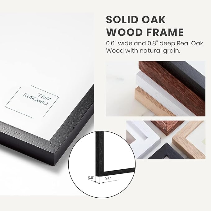 Opposite Wall - 12x16 in - Black Solid Oak Wood Picture Frame - Lightweight, Versatile & Shatterproof - Wall Hanging Poster or Photo Frame - Wall Decor for Office, Gallery & Home - 2 Pack