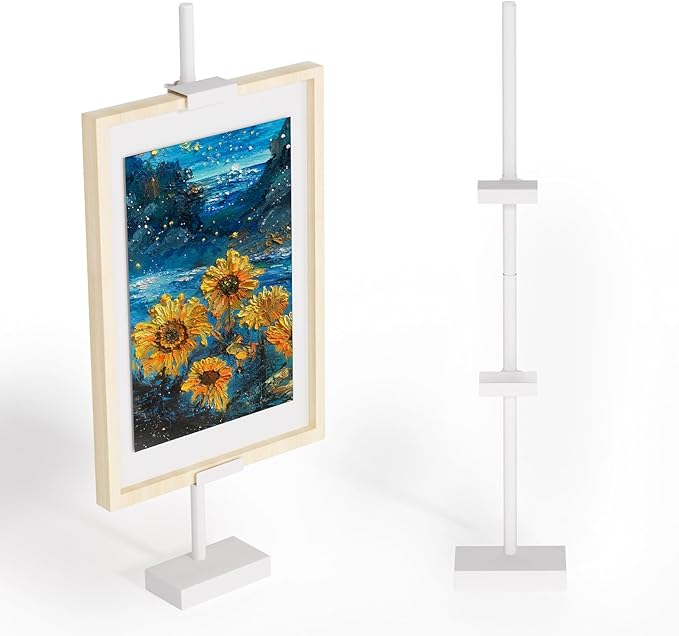 Adjustable Tabletop Picture Frame Stand - Up to 29" Height, Frame Holder Stand Table Easels for Display, Metal Standing Easel Display Stand for Picture Frames, Artwork, Canvas (White)