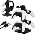 Universal Gaming Controller Stand Compatible with Xbox/PlayStation 5/PC | Headset Stand with 7-Color RGB Lighting Modes | 360° Rotatable Base & Detachable Hooks with Sturdy Anti-Slip Base