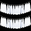 Aimto 20pcs White Shiny Tassel Garland Banner Tissue Paper Tassels for Party Decorations