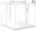 XININSUN 6Pcs Tall Cake Boxes Clear cake Box with Ribbon, 12x12x 10inch,Ideal for Large 10" and 12" Inch Tall Layer Tiered Cakes and Clear Gift Boxes for Wedding Party and Gift Display - White