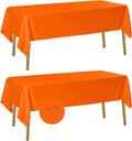 Fokitut 2 Pack Waterproof Rectangle Tablecloth, 60x84 Inch, Stain Resistant and Wrinkle Polyester Table Cloth, Fabric Table Cover for Kitchen Dining, Wedding, Party, Holiday Dinner-Orange