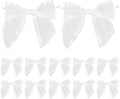 AIMUDI White Bows for Wedding Decor 4" Premade White Christmas Tree Bows Pre Tied White Bows for Crafts Small White Gift Bows Organza Fabric Bows for Treat Bags, Gift Wrapping, Baby Shower -12 Counts