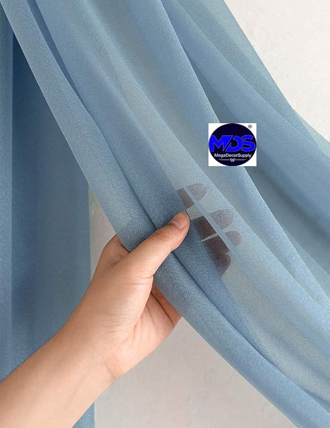 MDS Halloween Chiffon Draping Fabric - 2 Panel, 30" Wide x 30ft Long - Sheer Spooky Arbor & Canopy Drapery for Haunted House Backdrops, Party Ceilings, DIY Costumes & Themed Events - Dusty Blue