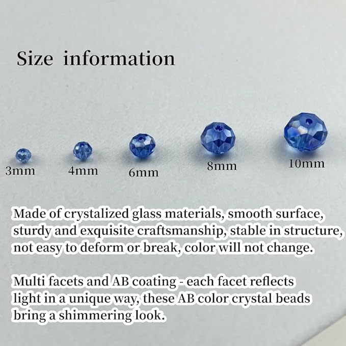 500pcs 3mm Crystal Glass Beads for Crafts Faceted Rondelle Glass Beads for Jewelry Making Crystal Spacer Beads for Necklaces Bracelets Earrings DIY Craft(Light Blue AB)