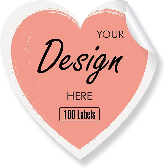 Custom Stickers Personalized Labels Logo Thank You Business Bottle Address, Heart, 4.5"x4.5", 100 Labels
